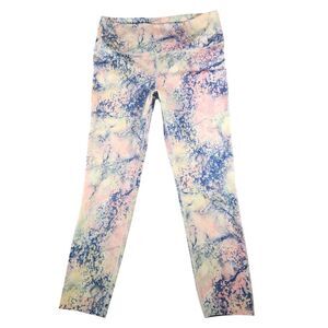 Roxy Womens High-Waisted Ankle Leggings Multicolor Marble XXL Athleisure Workout